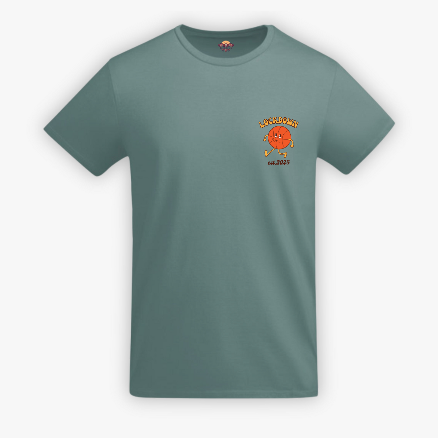 BASKET - t-shirt turchese scuro con stampa