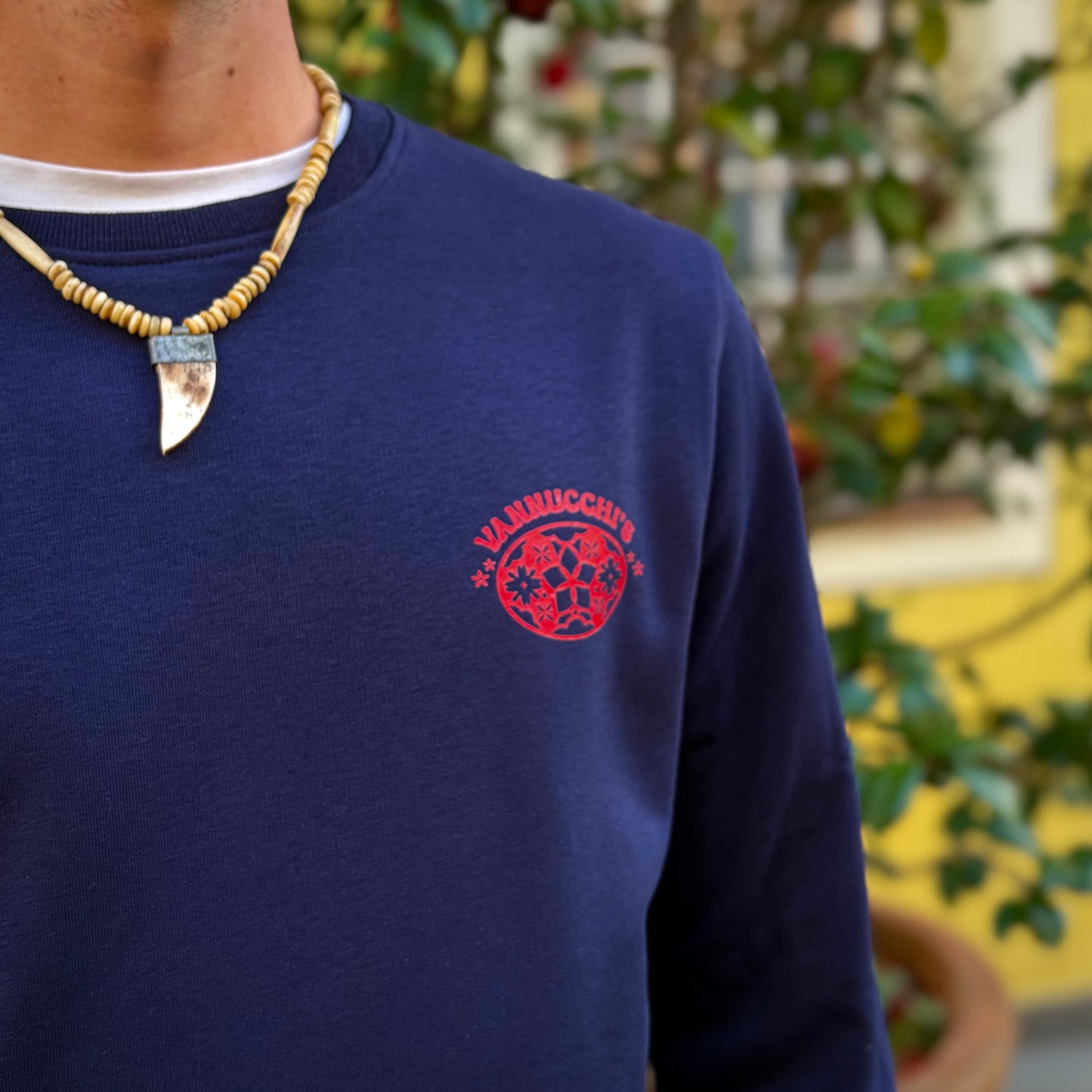 SPRING FEELINGS - felpa leggera blu con stampa