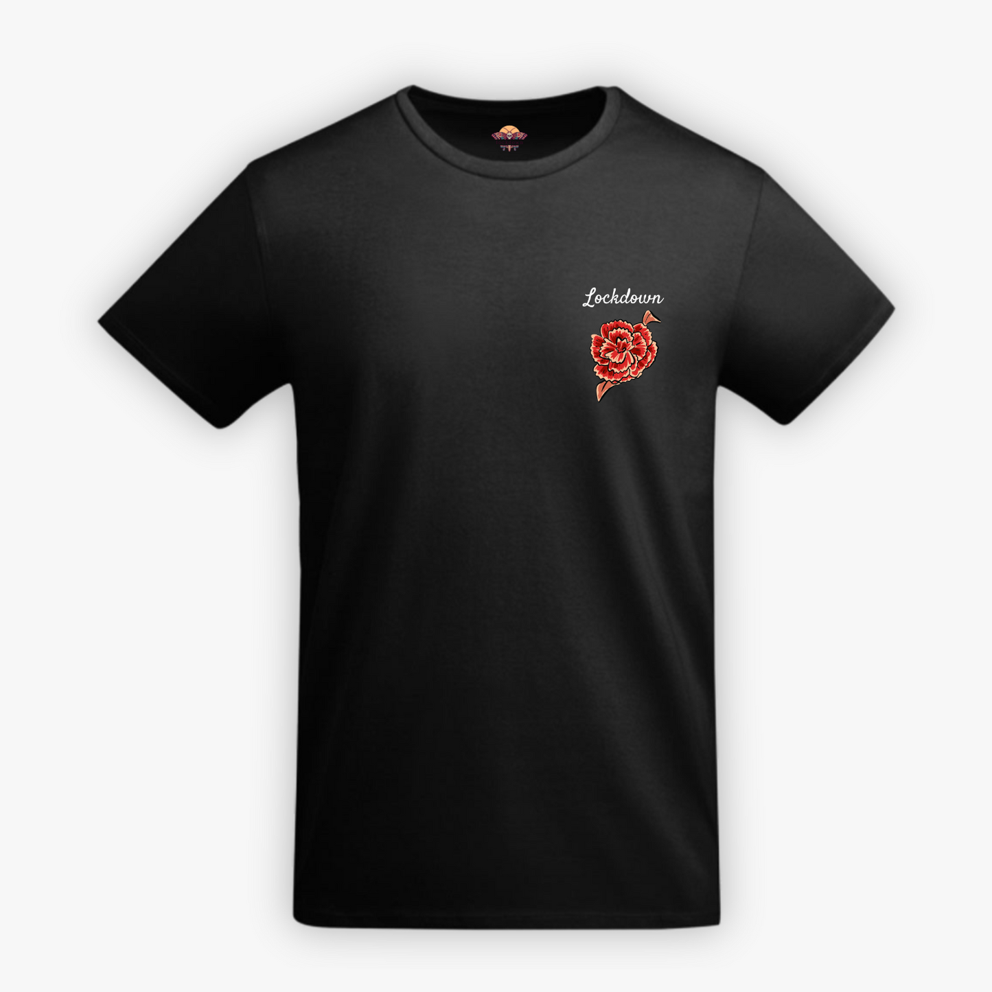 FLOWER - t-shirt nera con stampa