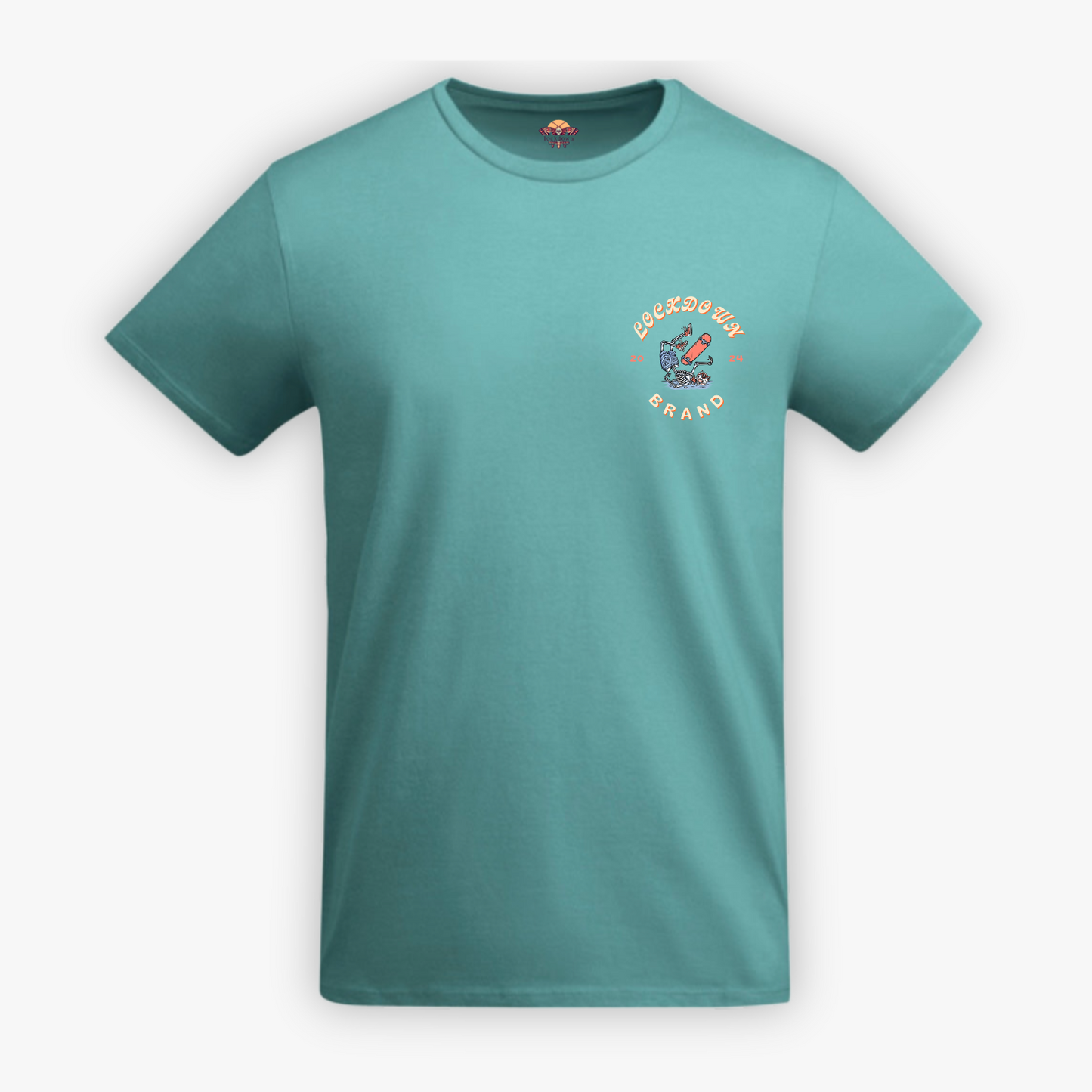 SOMETIMES YOU FALL - t-shirt turchese con stampa