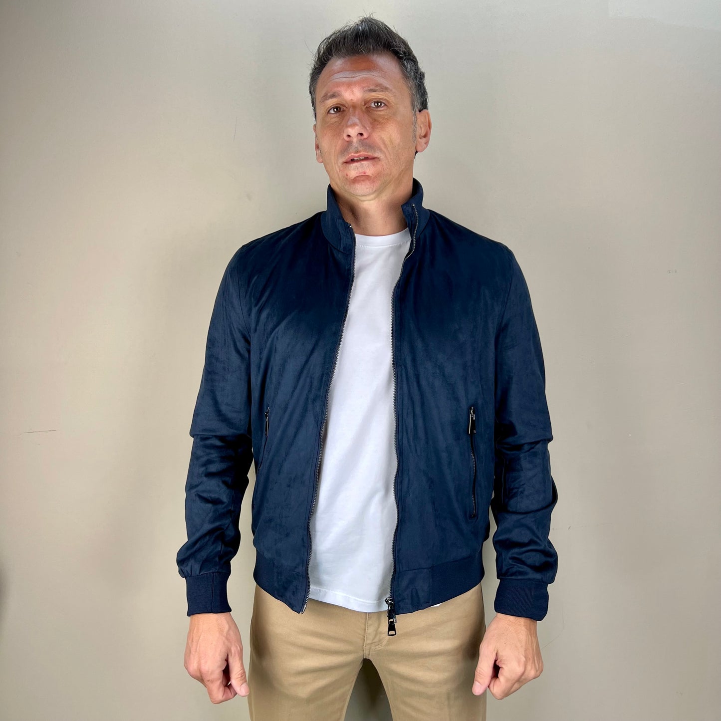 CAGNI - giacca scamosciata sartoriale leggera
