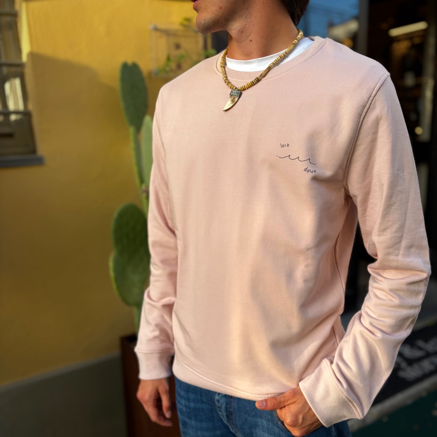 WAVE LOVER - felpa leggera rosa con stampa