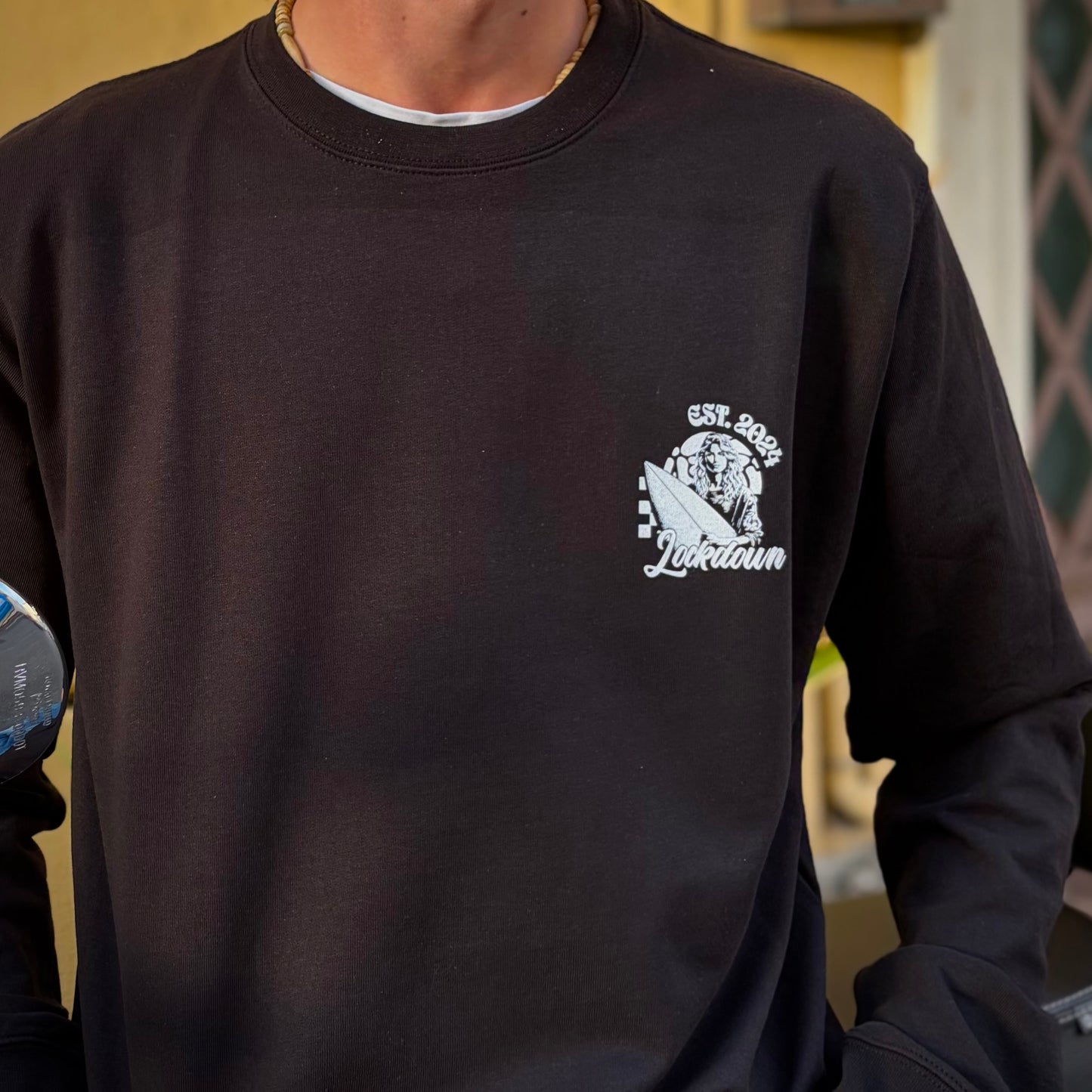 HAPPINESS - felpa leggera nera con stampa