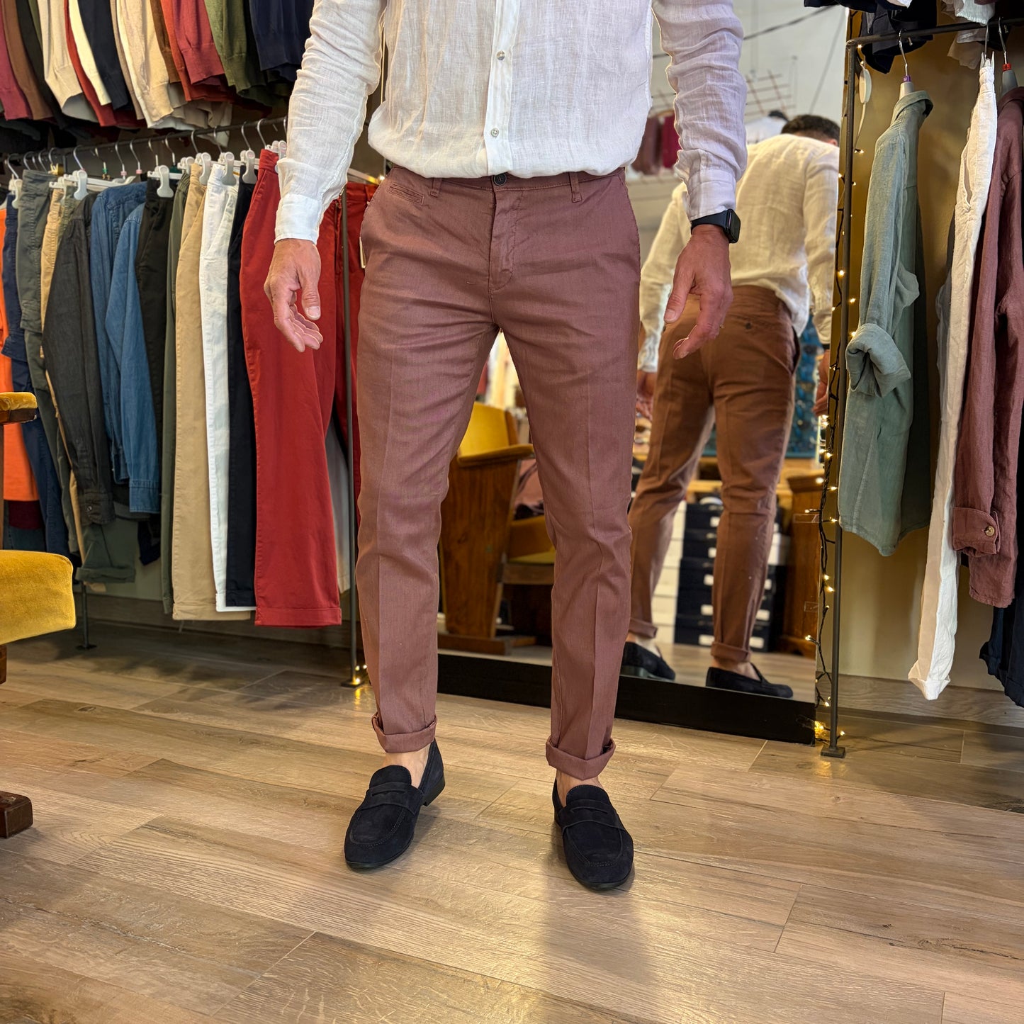 MIKE - pantalone misto lino sartoriale
