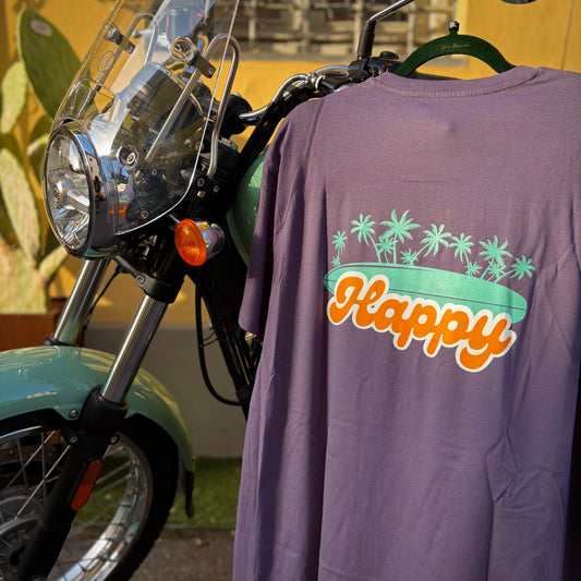 HAPPY - t-shirt viola con stampa