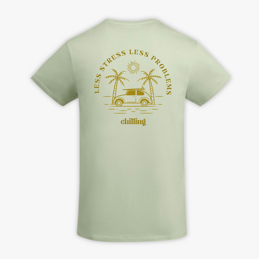 LESS STRESS - t-shirt verde menta con stampa