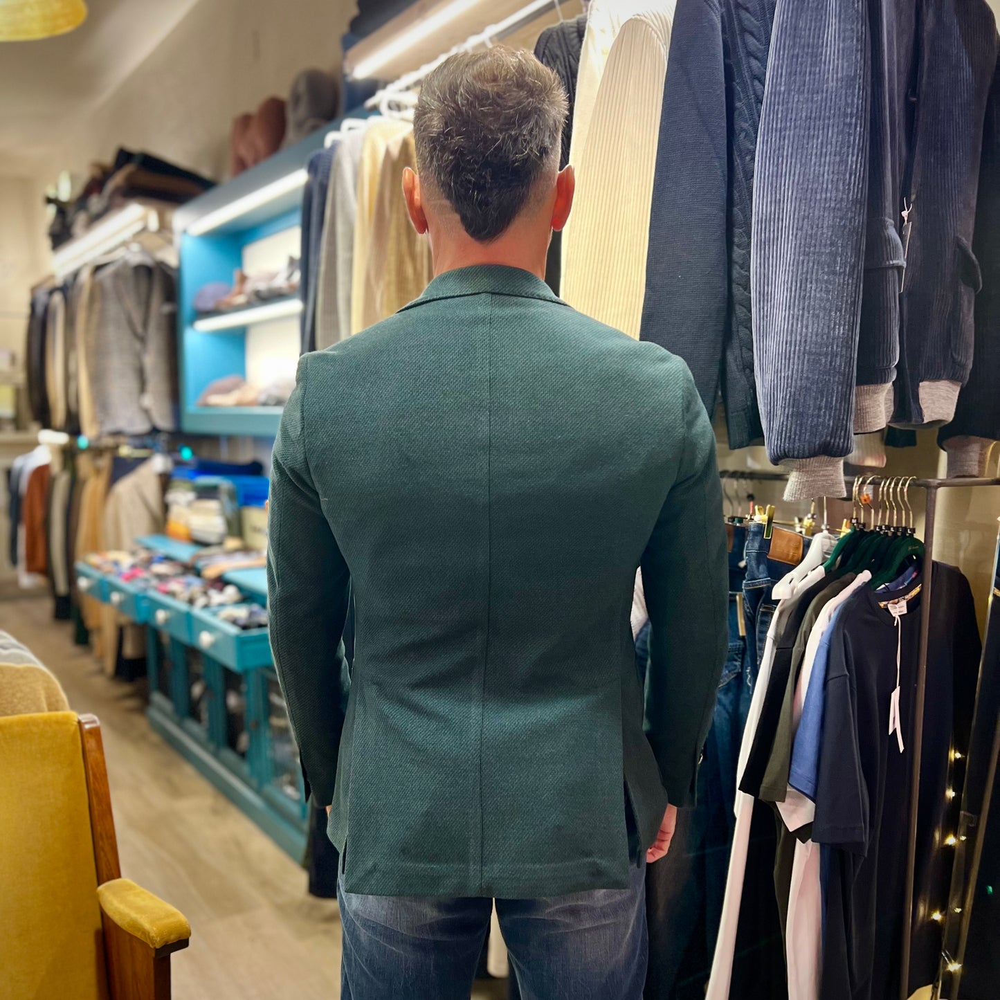 BERGOMI – giacca sartoriale verde con trama