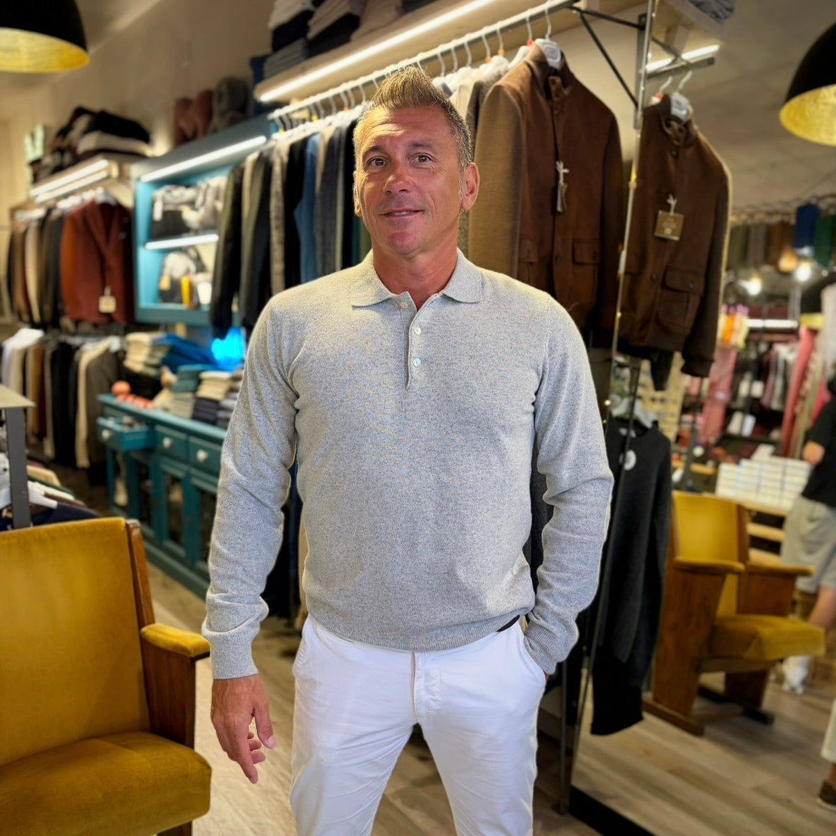 SHEVA - polo manica lunga cashmere sartoriale