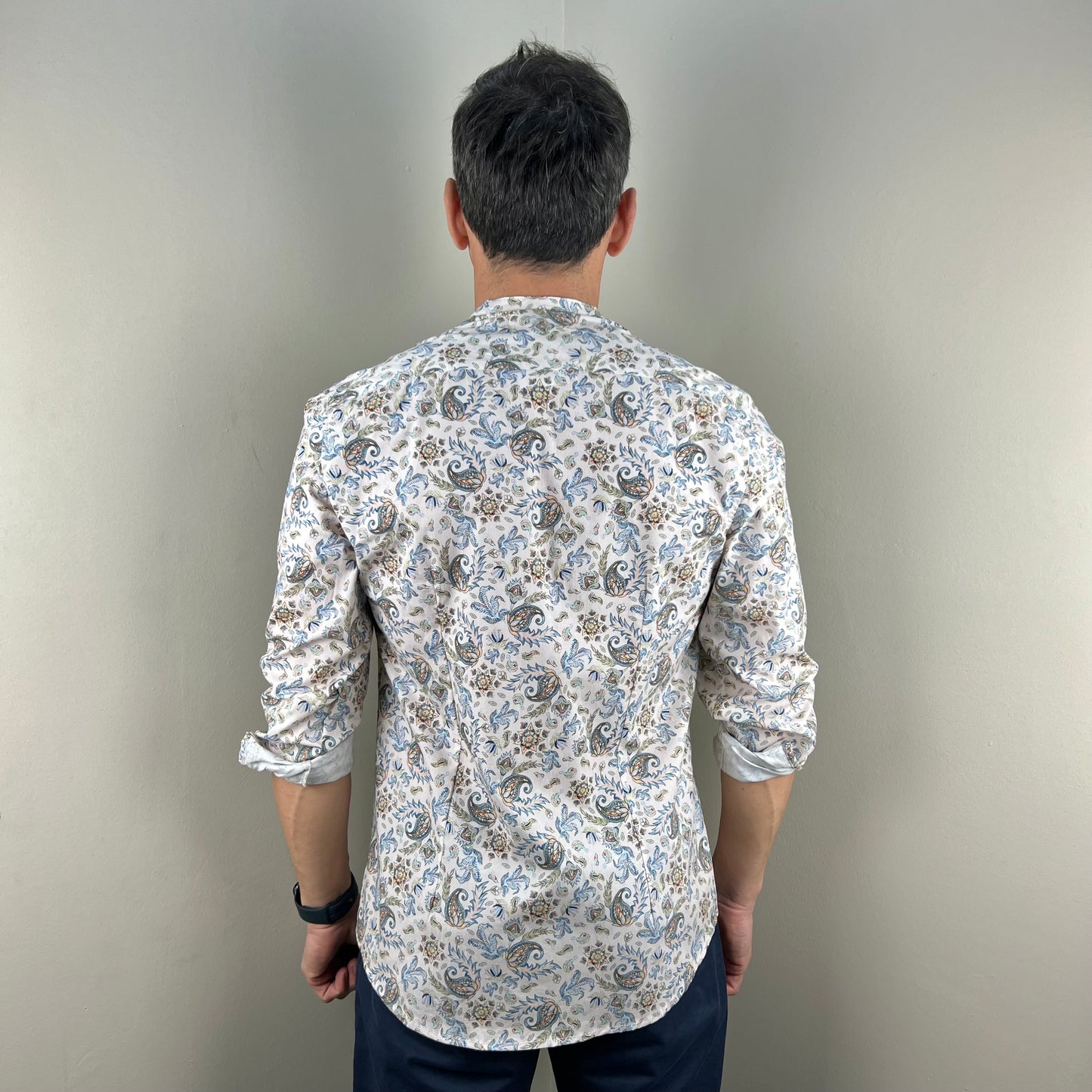 DAMIAN - camicia koreana stampa floreale blu