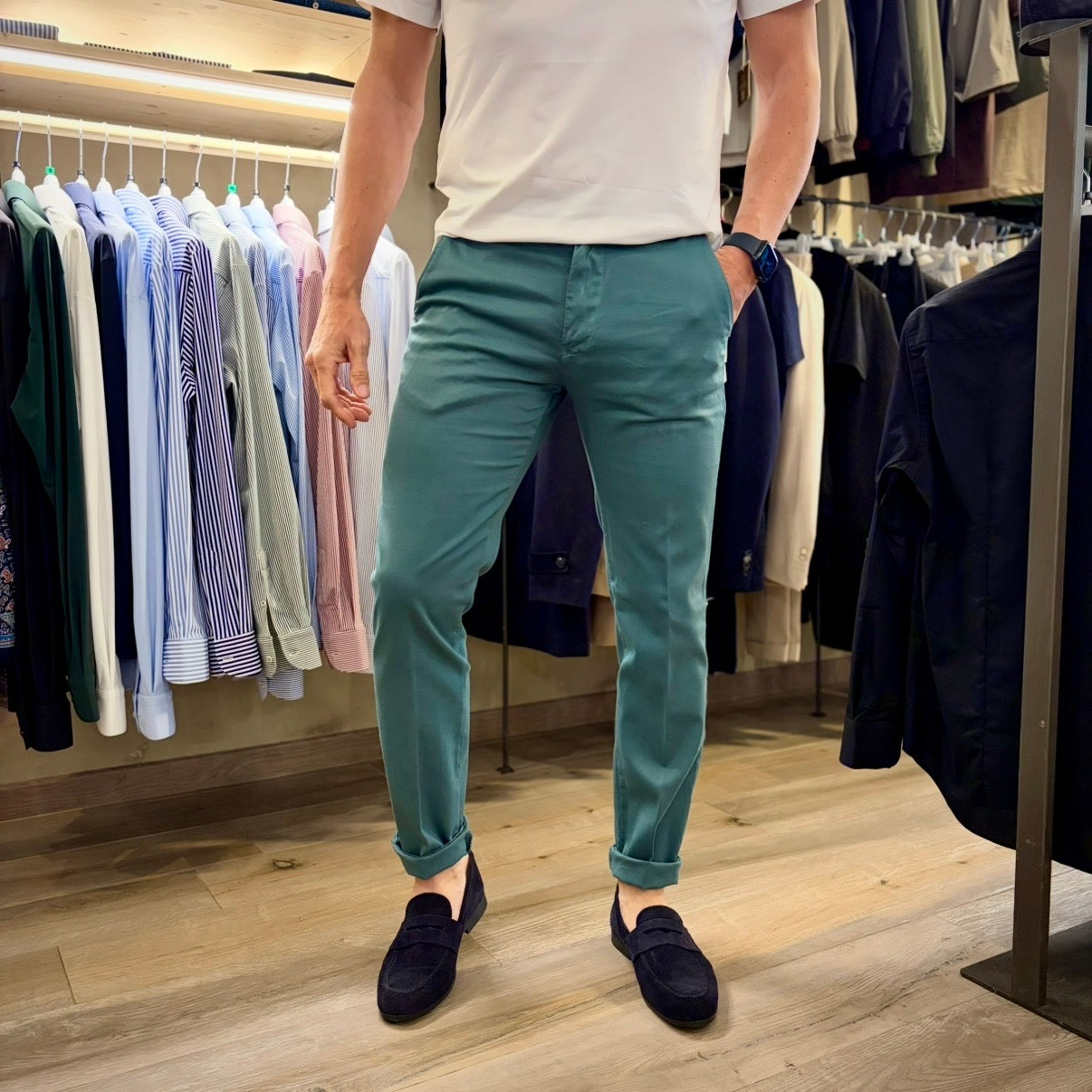 CESAR LIGHT – pantalone chino nido d’ape sartoriale