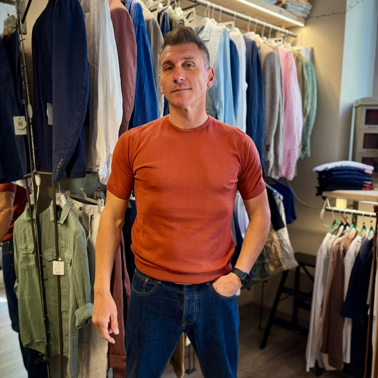 ISACK - t-shirt in maglia sartoriale
