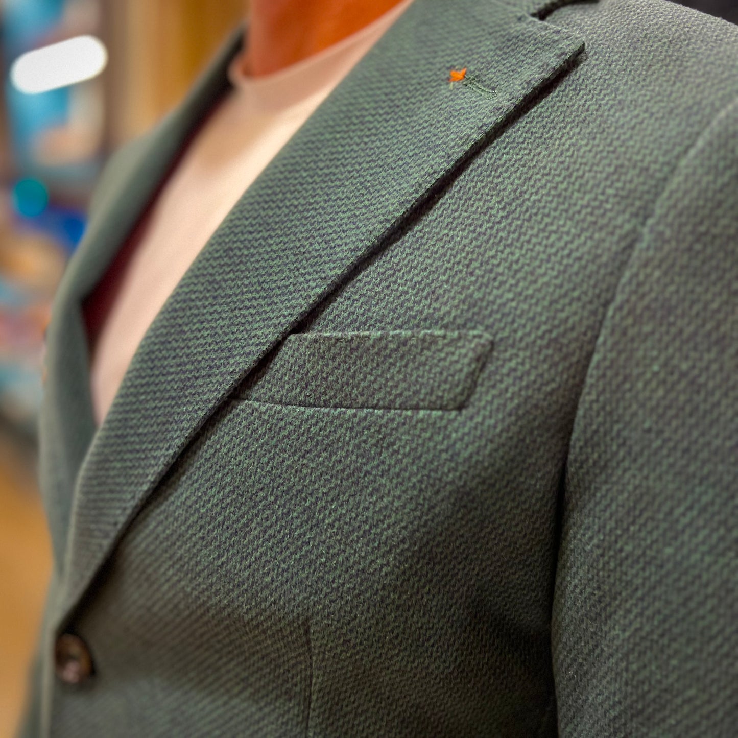 BERGOMI – giacca sartoriale verde con trama