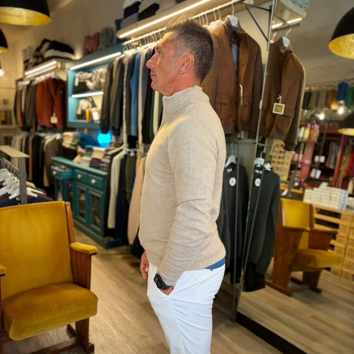 MANCINI ZIP  – maglione cashmere sartoriale