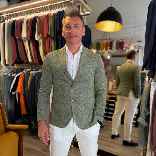 DORA – giacca sartoriale misto lino con trama
