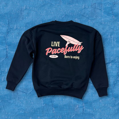 PACEFULLY - felpa girocollo blu navy