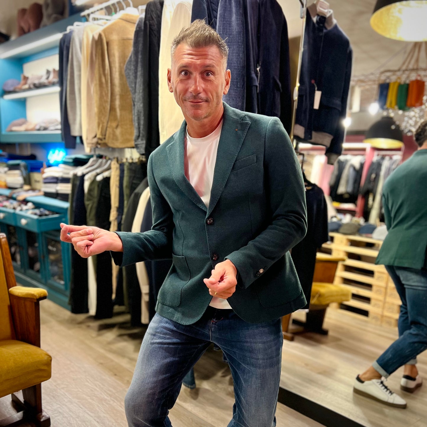 BERGOMI – giacca sartoriale verde con trama