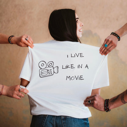 LIKE A MOVIE - t-shirt bianca vintage con grafica