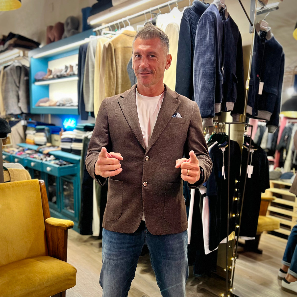 ORIALI – giacca sartoriale marrone con trama