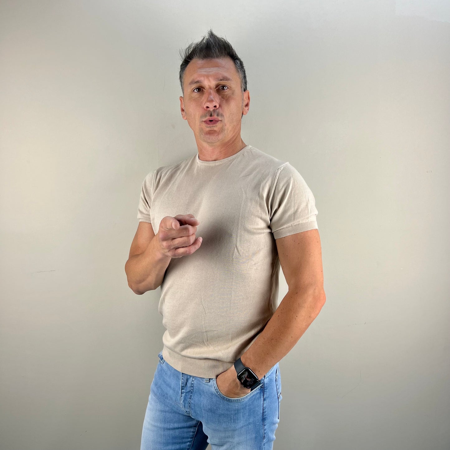 ISACK - t-shirt in maglia sartoriale