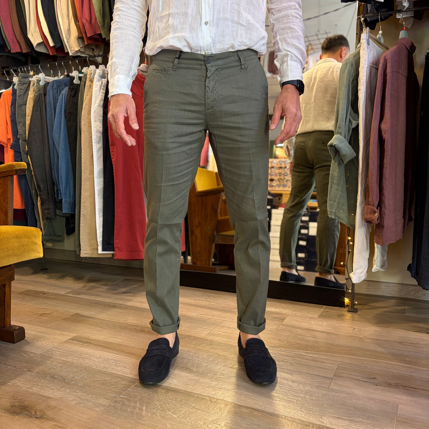 MIKE - pantalone misto lino sartoriale