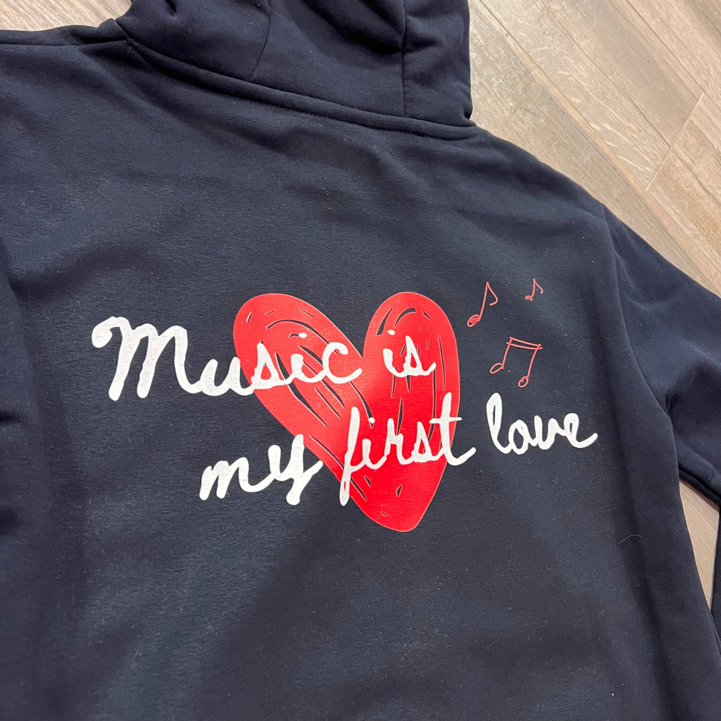 MUSIC LOVE - felpa cappuccio blu