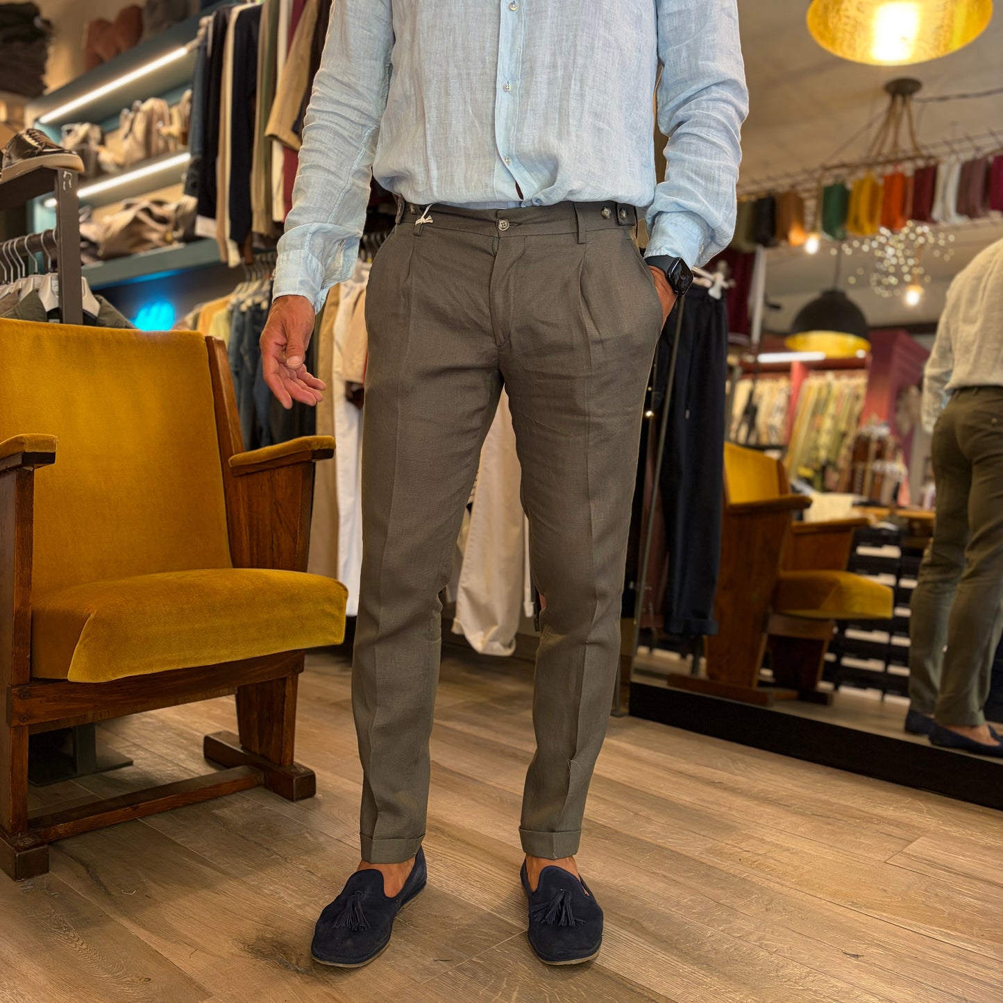 MOU - pantalone lino sartoriale