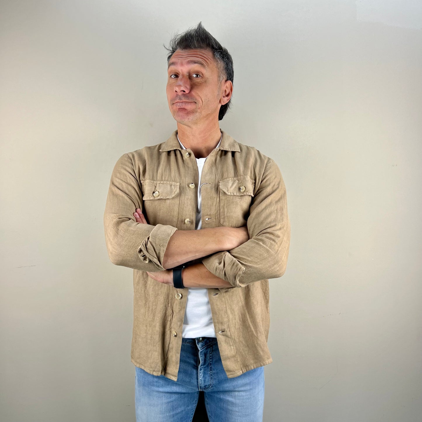 PANAREA – camicia lino sahariana sartoriale