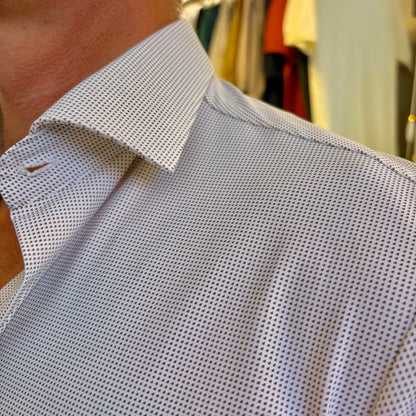 TOP PLAYER PROFESSIONAL PUNTINI BLU – camicia sartoriale bianca no stiro con puntini