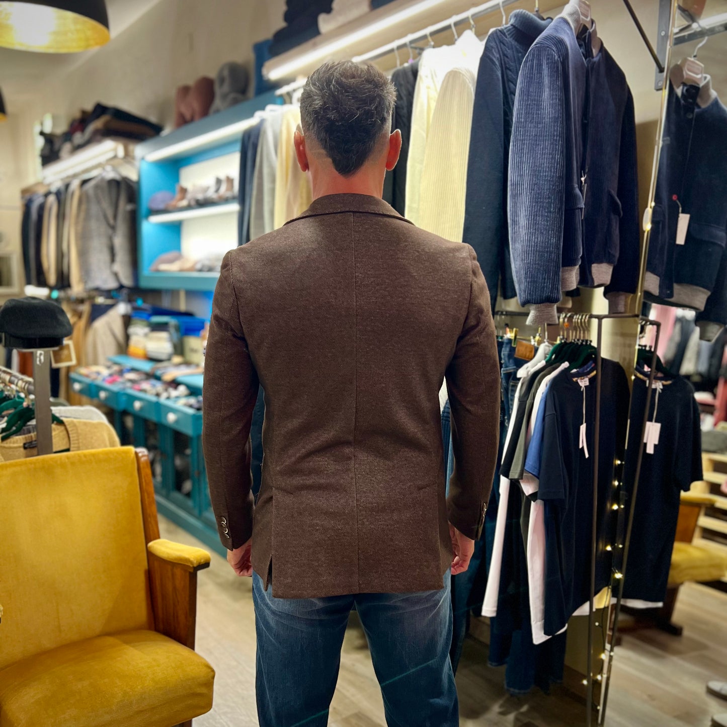 ORIALI – giacca sartoriale marrone con trama