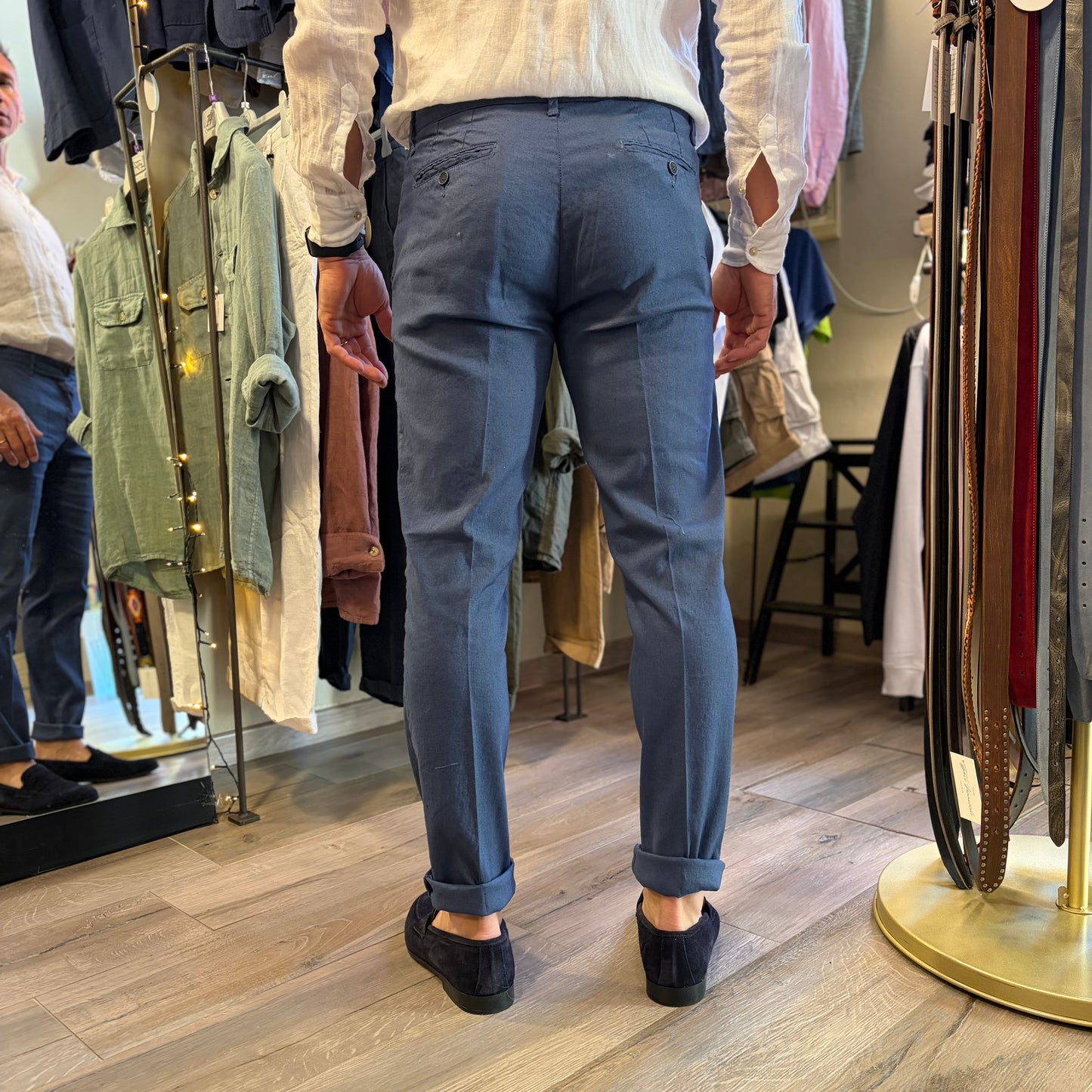MIKE - pantalone misto lino sartoriale