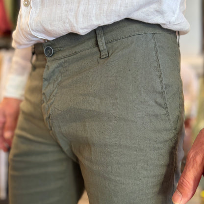 MIKE - pantalone misto lino sartoriale