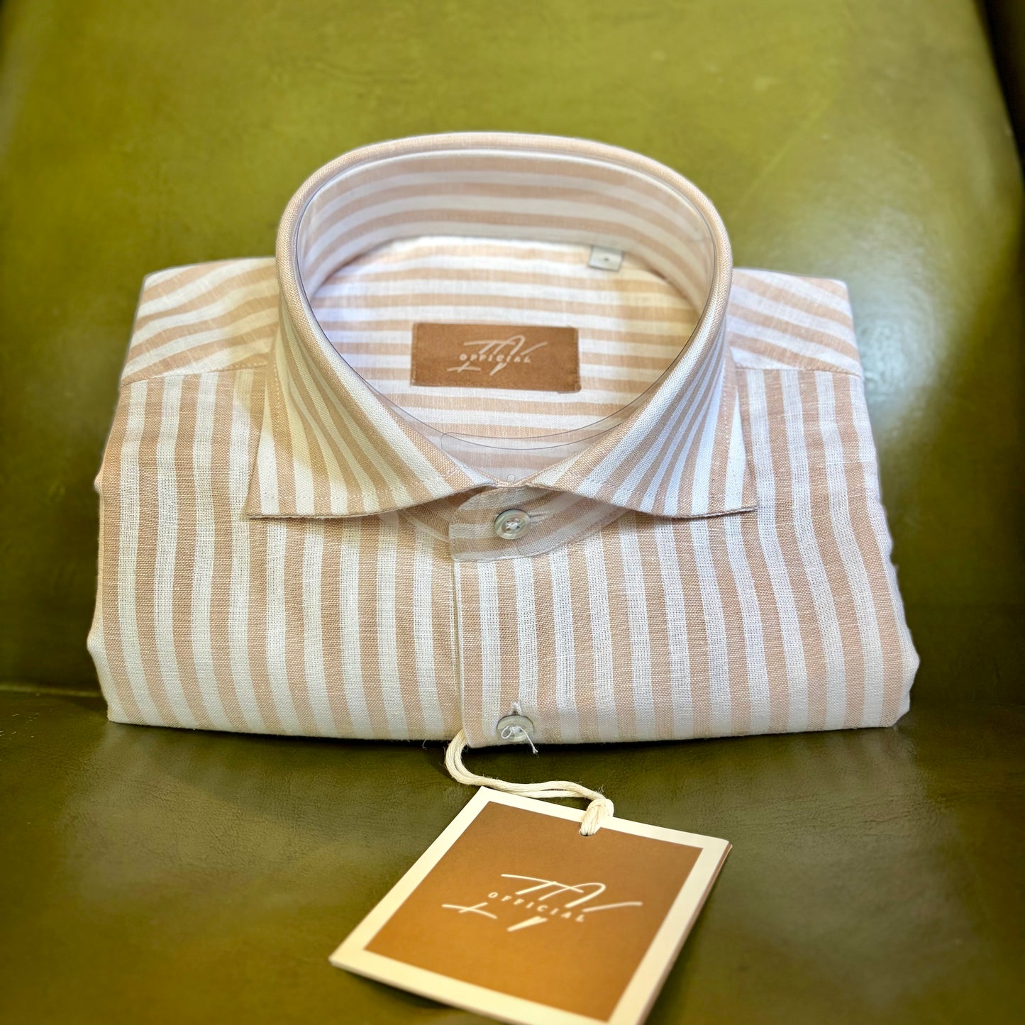 MOU RIGHE - camicia misto lino sartoriale a righe