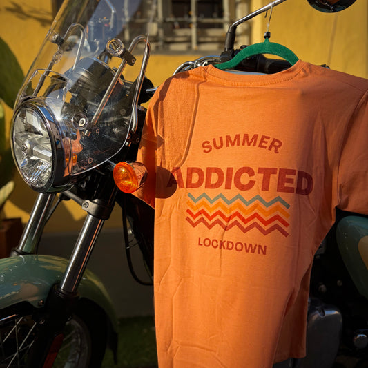 SUMMER ADDICTED - t-shirt arancio con stampa