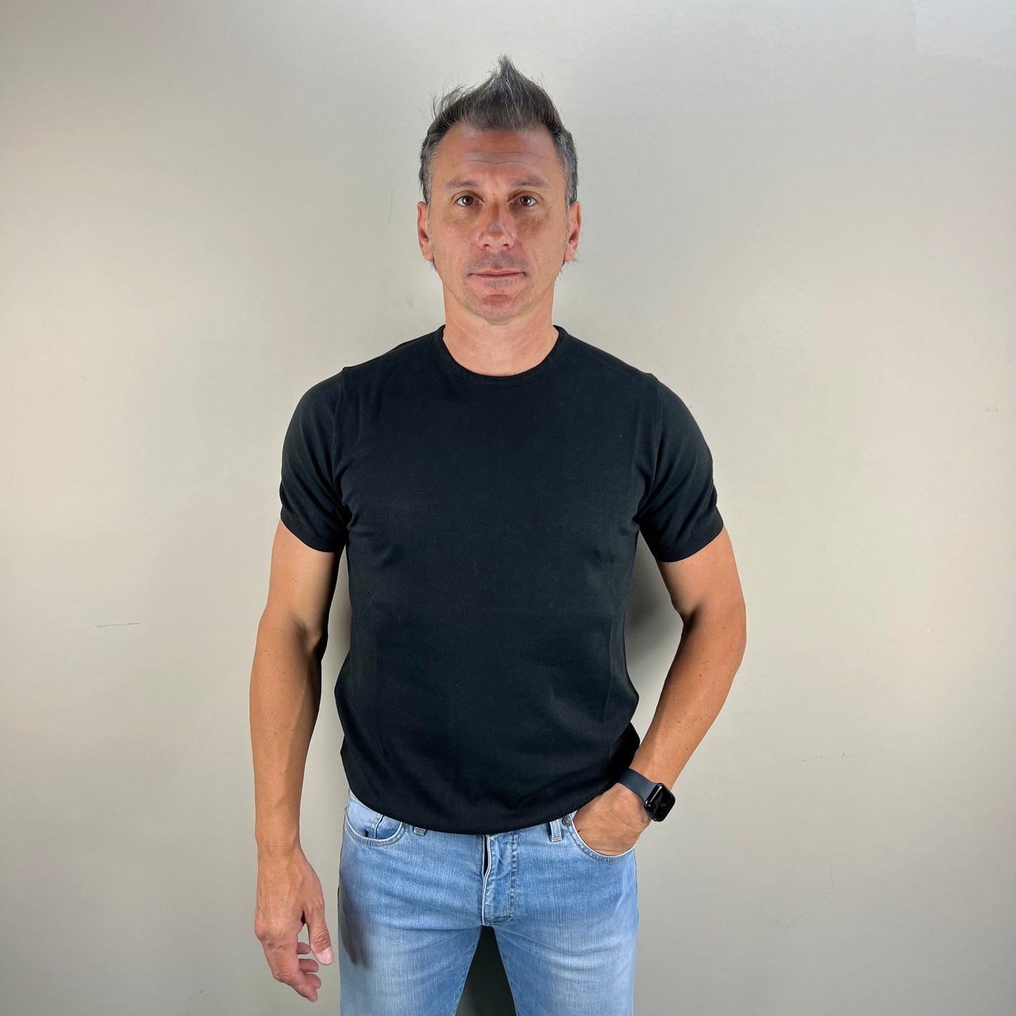 ISACK - t-shirt in maglia sartoriale