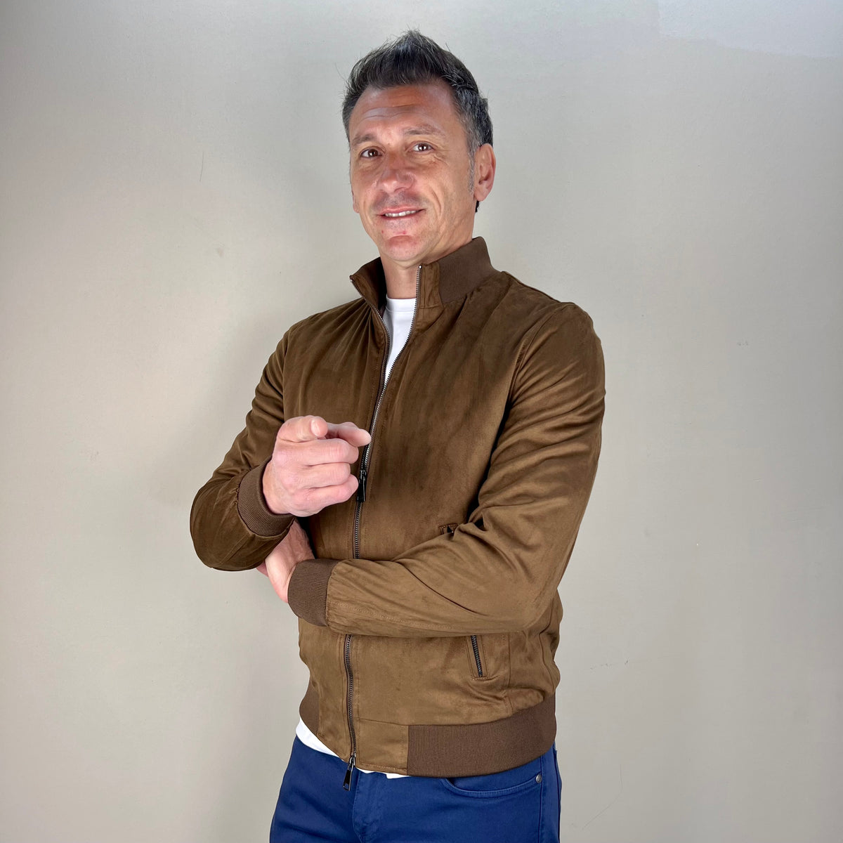 CAGNI - giacca scamosciata sartoriale leggera