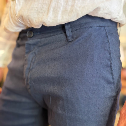 MIKE - pantalone misto lino sartoriale