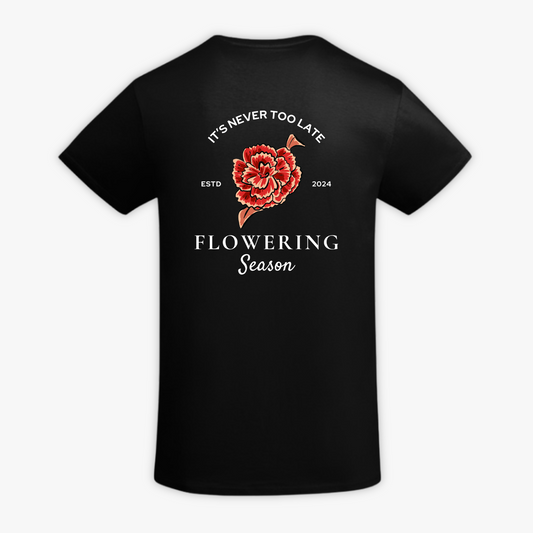 FLOWER - t-shirt nera con stampa