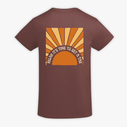 GET A TAN - t-shirt rosso tramonto con stampa