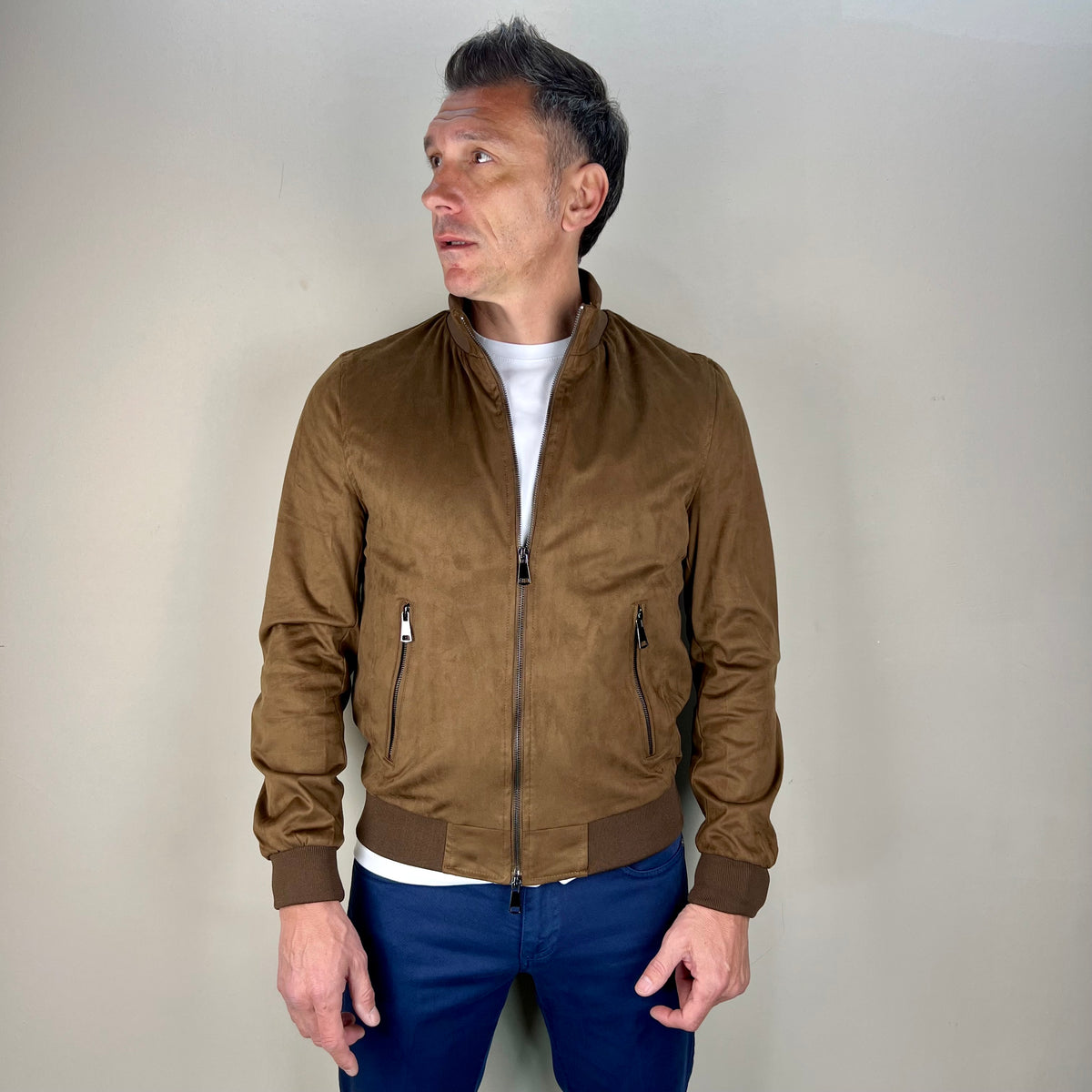 CAGNI - giacca scamosciata sartoriale leggera