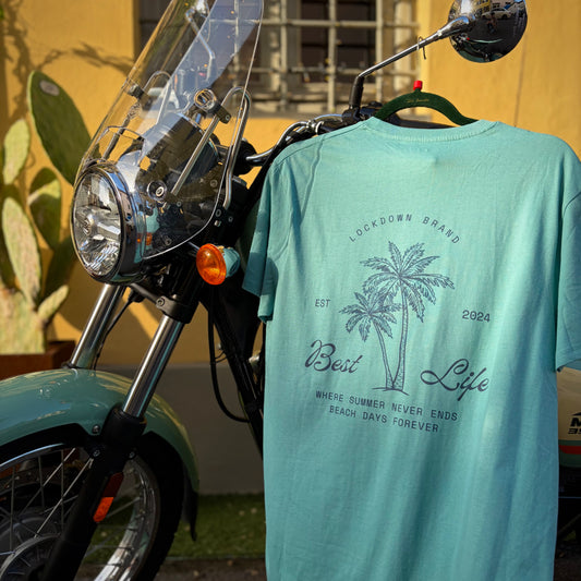 BEST LIFE - t-shirt turchese con stampa