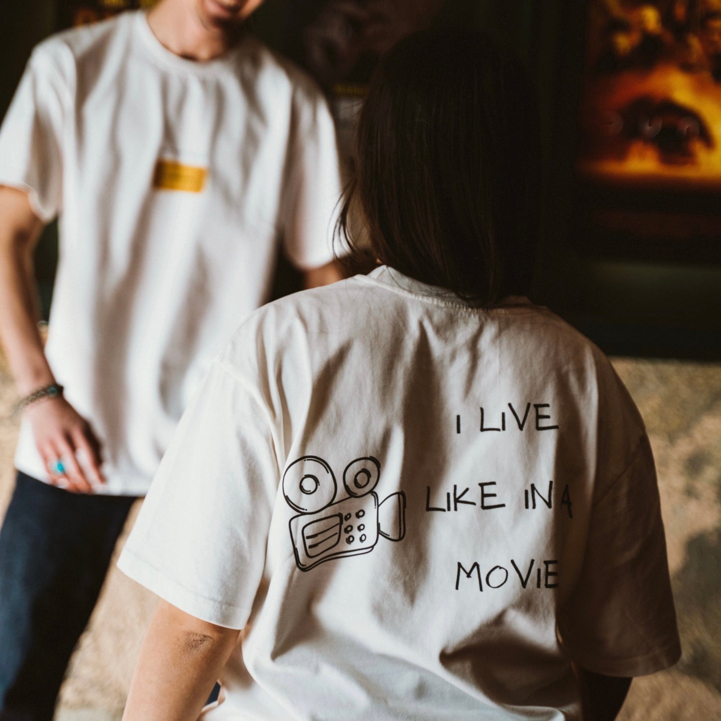 LIKE A MOVIE - t-shirt bianca vintage con grafica