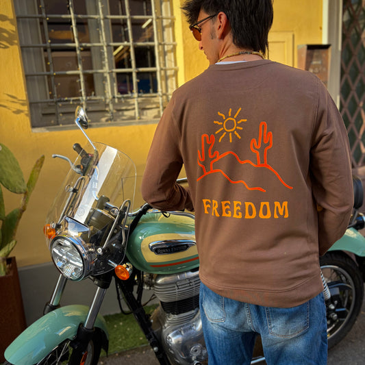 FREEDOM - felpa leggera marrone con stampa