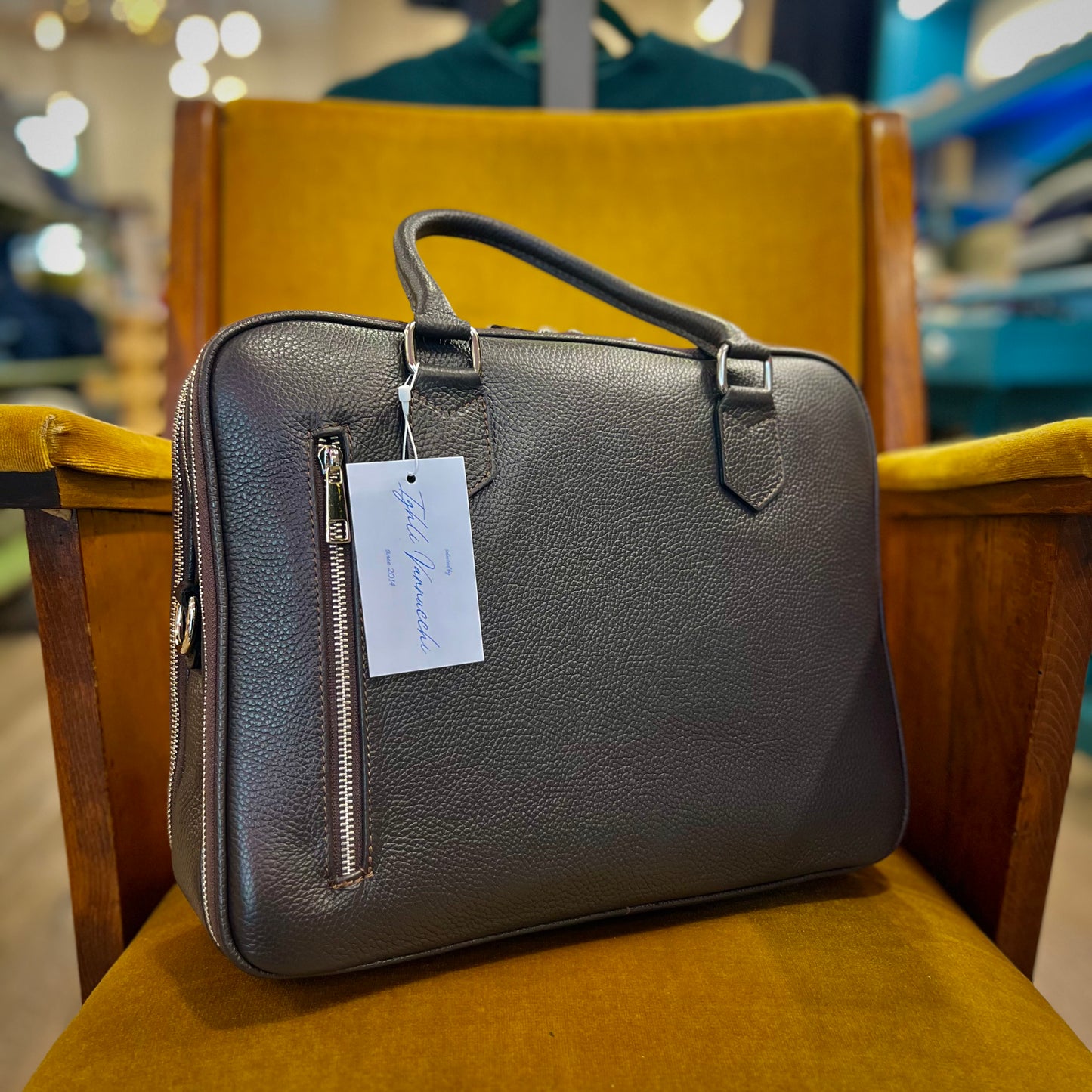 LAKELAND - borsa lavoro testa di moro vera pelle