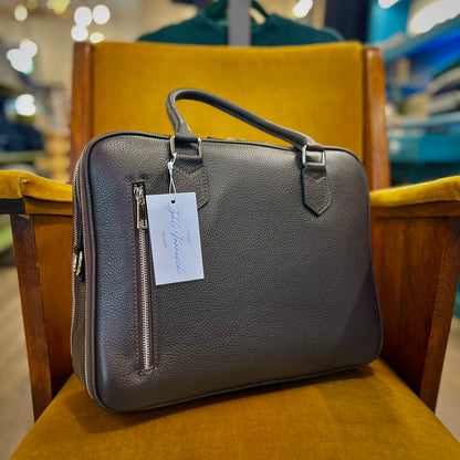 LAKELAND - borsa lavoro testa di moro vera pelle