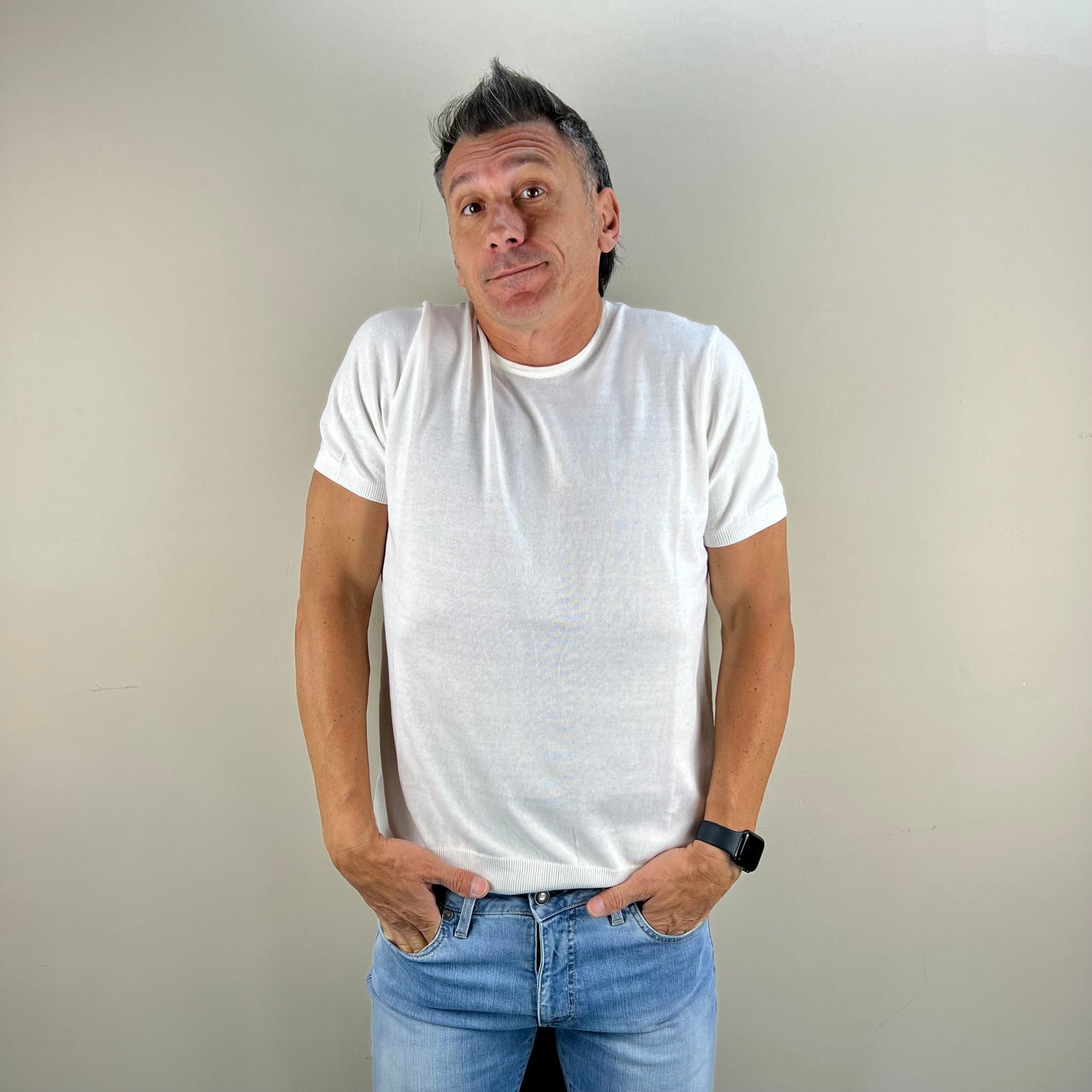 ISACK - t-shirt in maglia sartoriale
