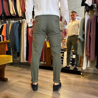 MIKE - pantalone misto lino sartoriale