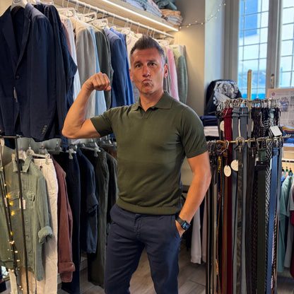 TREZEGUET - polo in maglia sartoriale scollo V