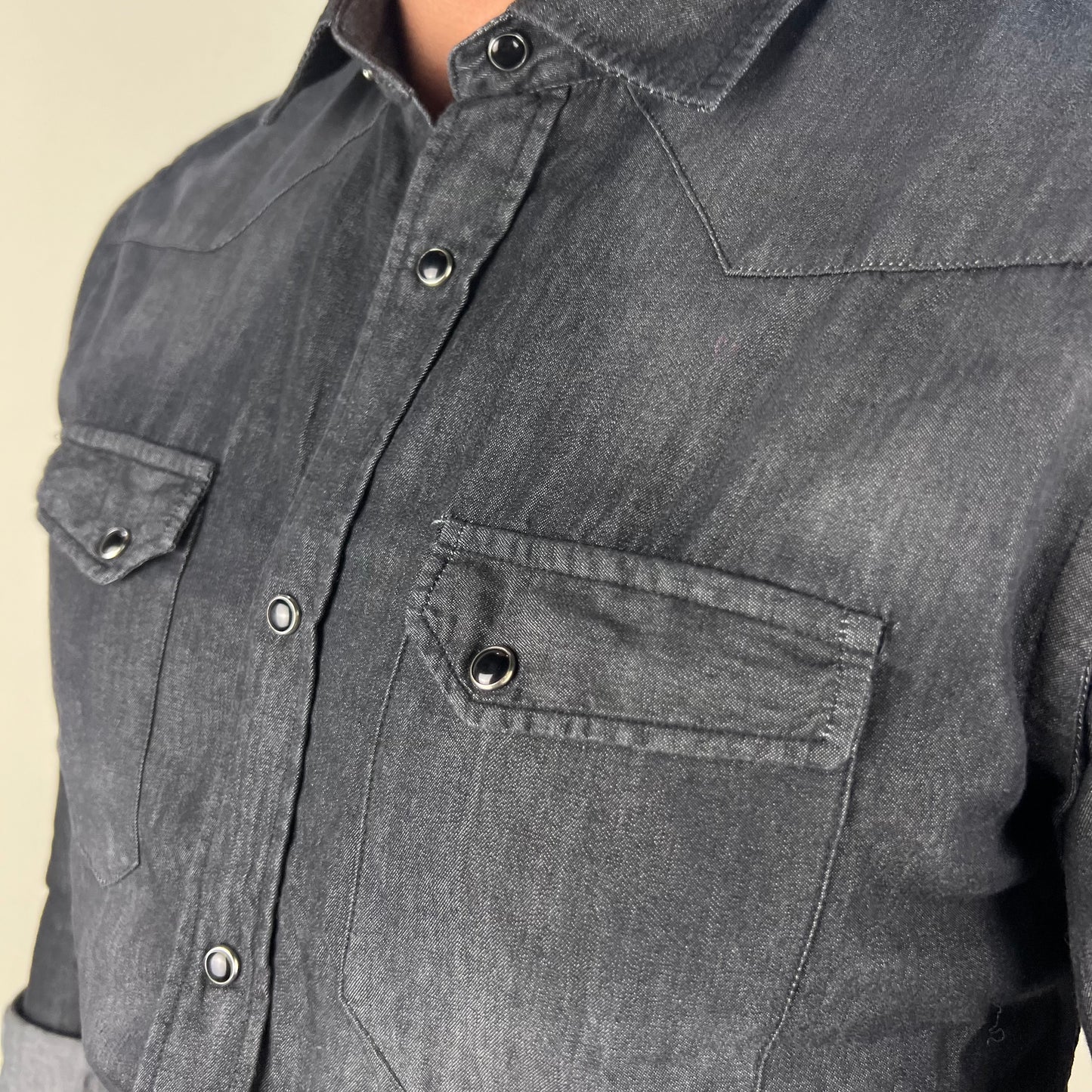 ICON MAN BLACK– camicia jeans sartoriale nera