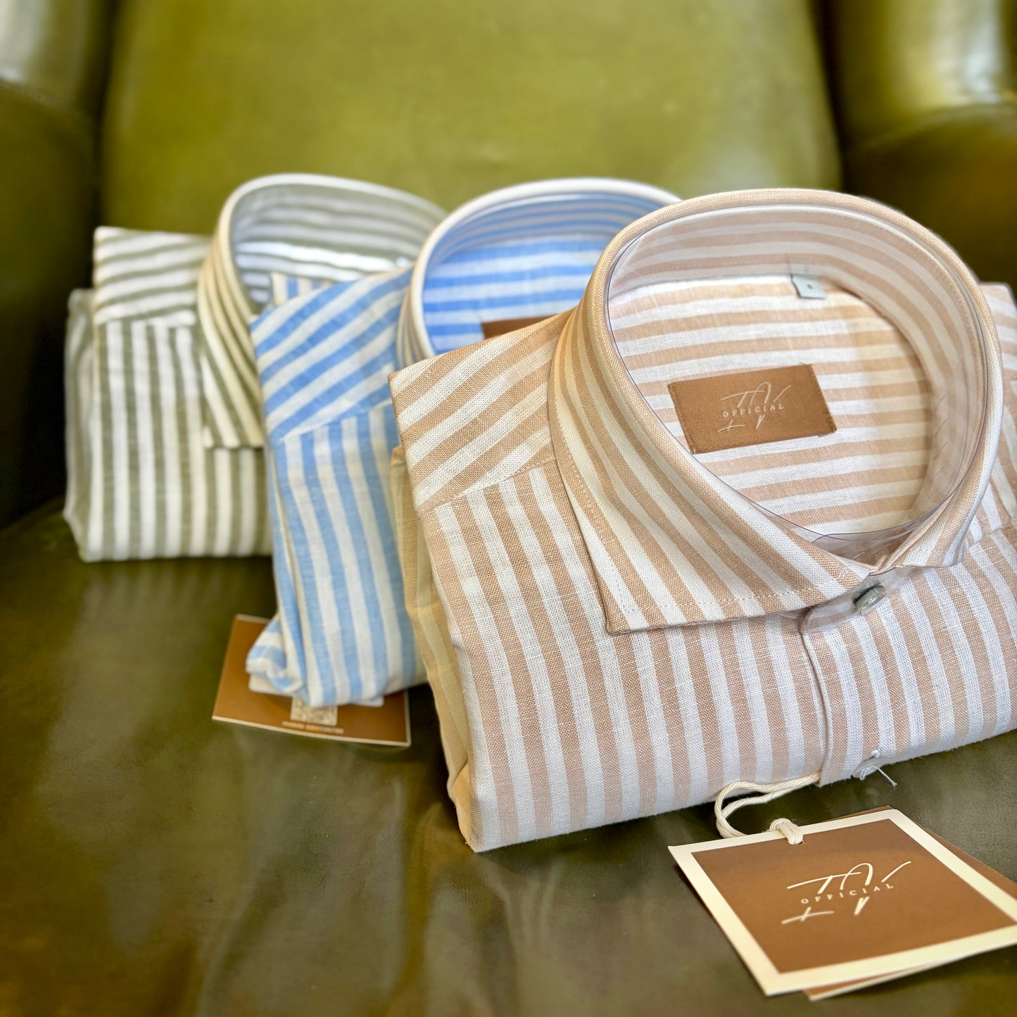 MOU RIGHE - camicia misto lino sartoriale a righe