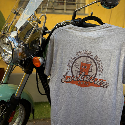CHILL, DRINK, ENJOY - t-shirt grigia con stampa